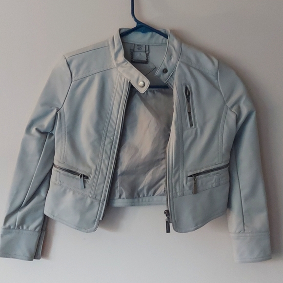 JOUJOU Girls Gray Faux Leather Jacket, Size 7/8 - Picture 1 of 3